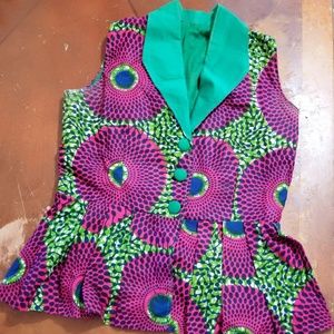 Sleeveless ankara ladies top